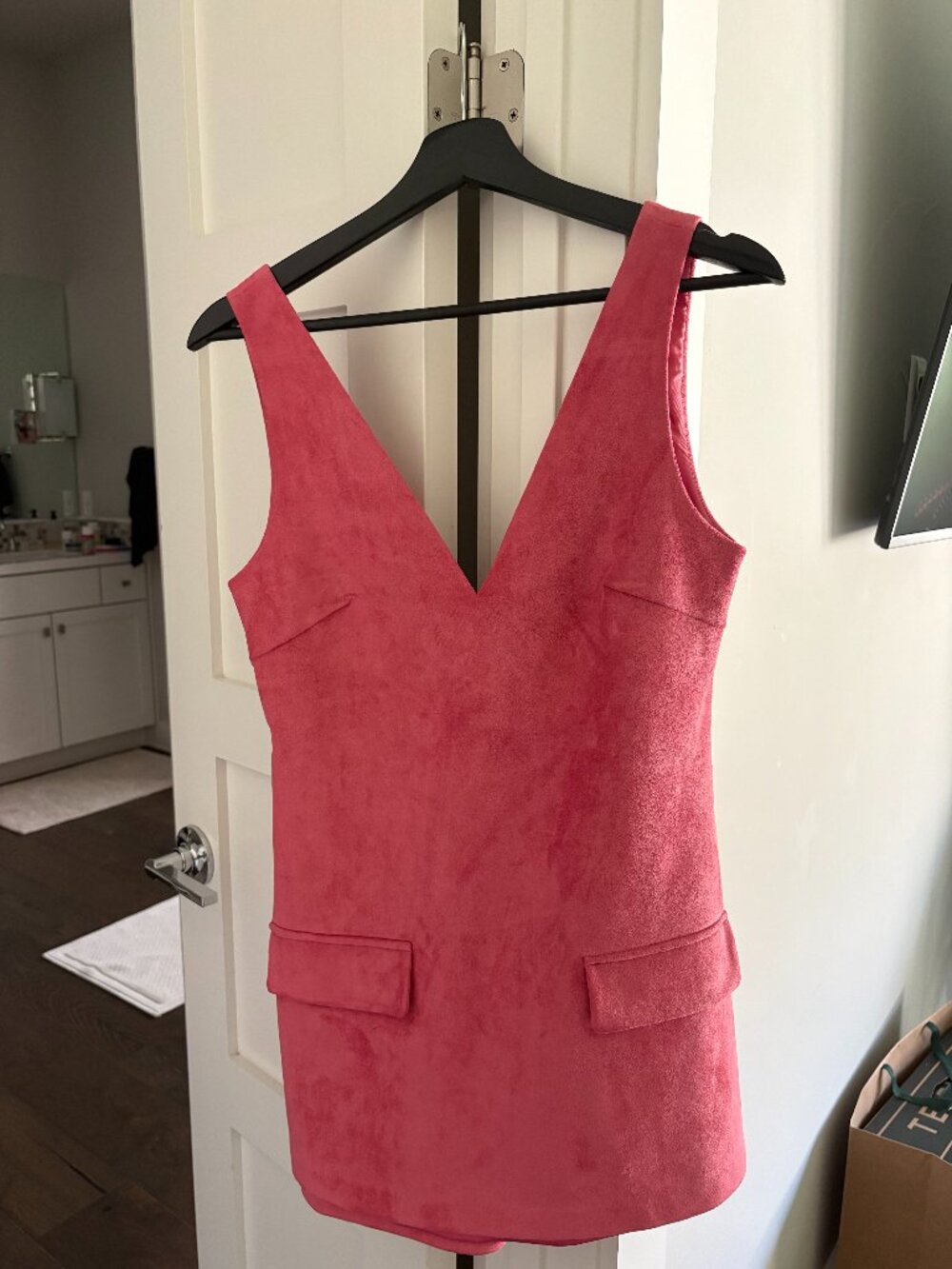 Mare Mare Anthropologie Faux Suede Sleeveless V-Neck Romper Pink Size XS